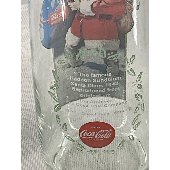 Vintage Coca-Cola Glasses with Haddon Sundblom‎ Santa Claus 1943 Design Set of 2 - Picture 3 of 8